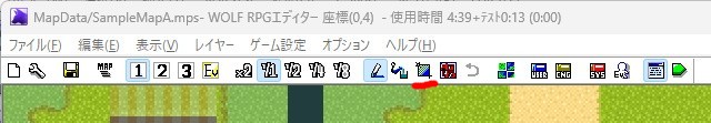 四角塗りつぶしツールの場所